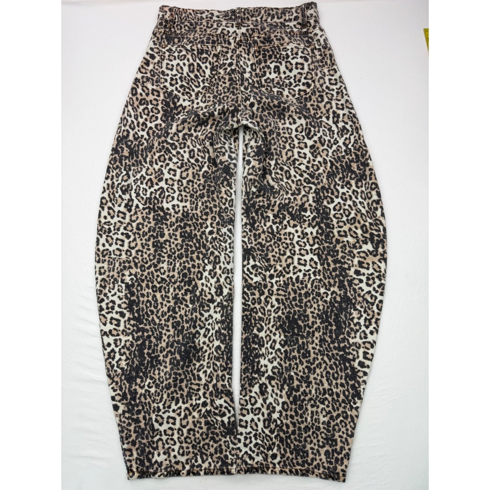 Lioness Faded Leopard Print Horseshoe Jeans Low Rise Curved Leg Denim Small - Picture 2 of 9